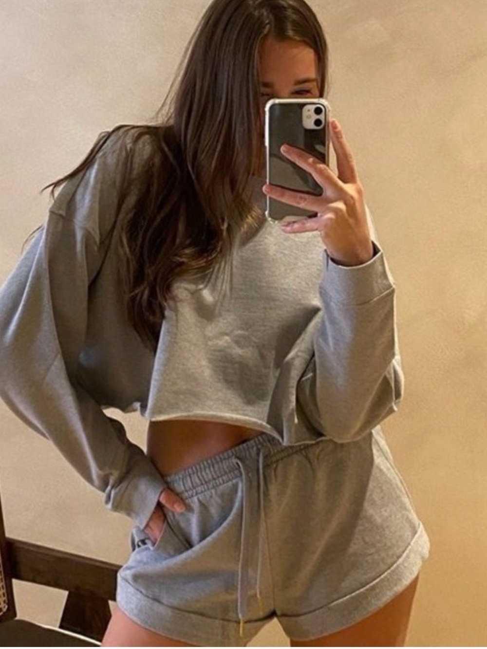 WeWoreWhat Cropped Sweatshirt Grey